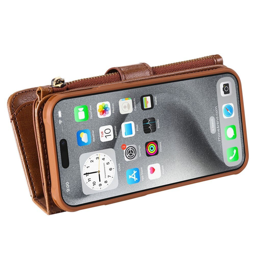 Magnet Leather Multi Wallet iPhone 16 Pro Max marrone