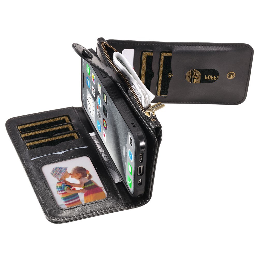 Magnet Leather Multi Wallet iPhone 16 Pro Max nero