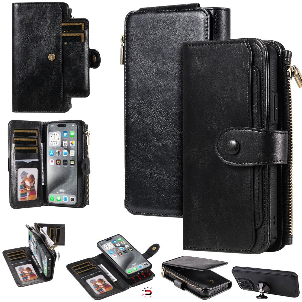 Magnet Leather Multi Wallet iPhone 16 Pro Max nero