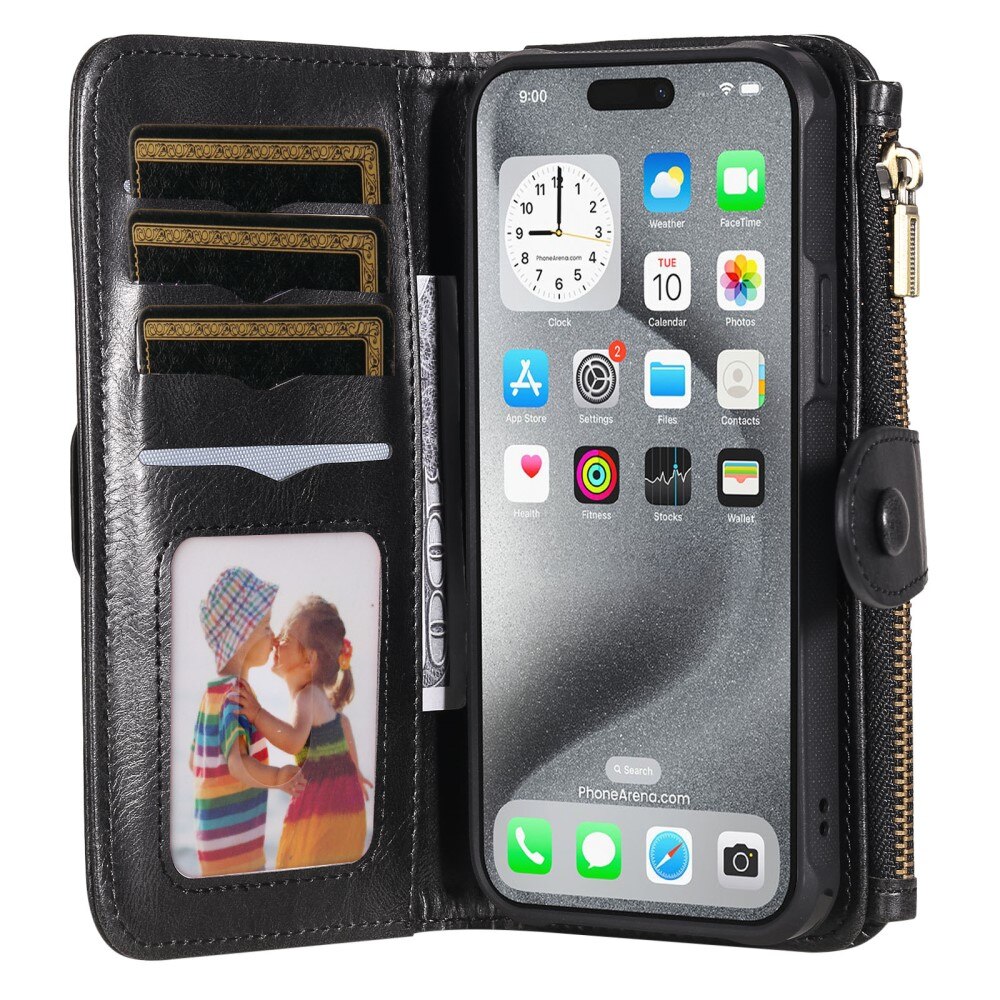 Magnet Leather Multi Wallet iPhone 16 Pro Max nero