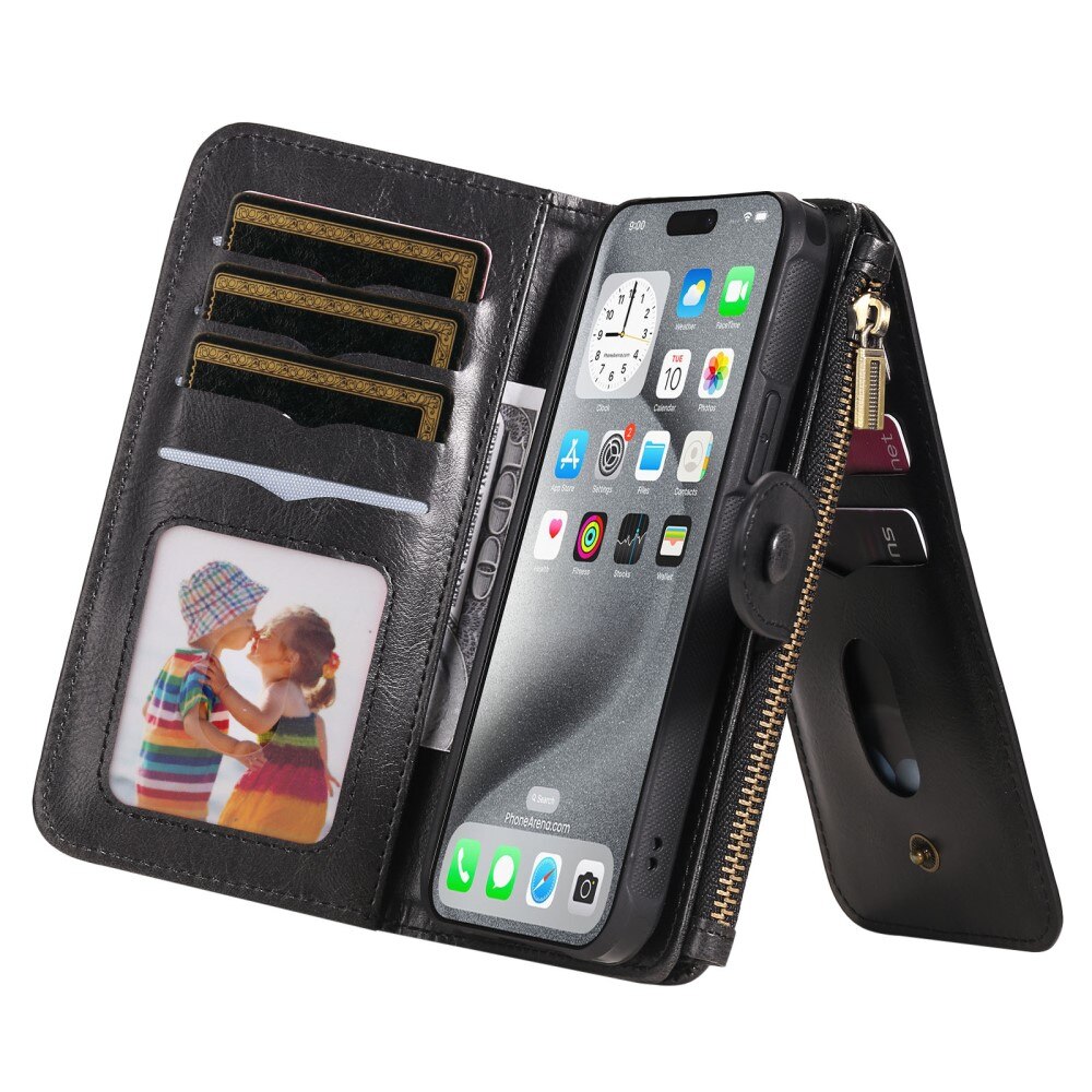 Magnet Leather Multi Wallet iPhone 16 Pro Max nero