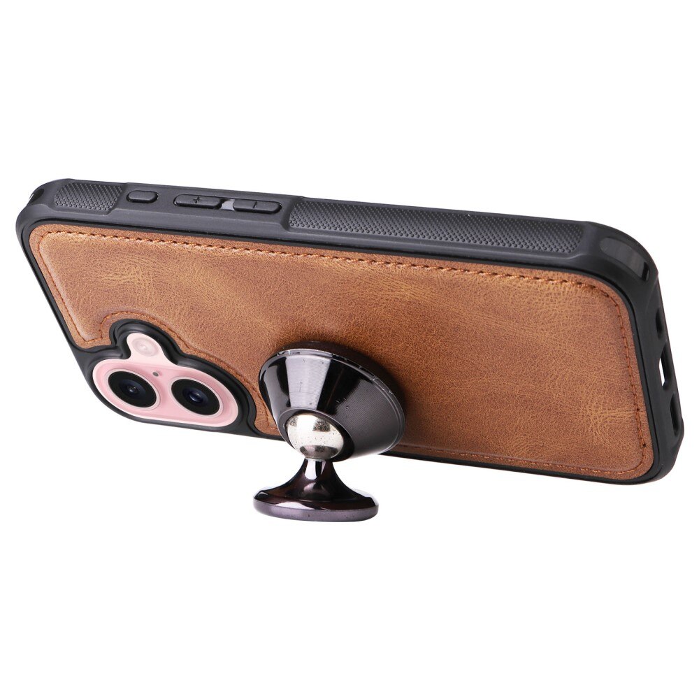 Magnet Leather Multi Wallet iPhone 16 marrone