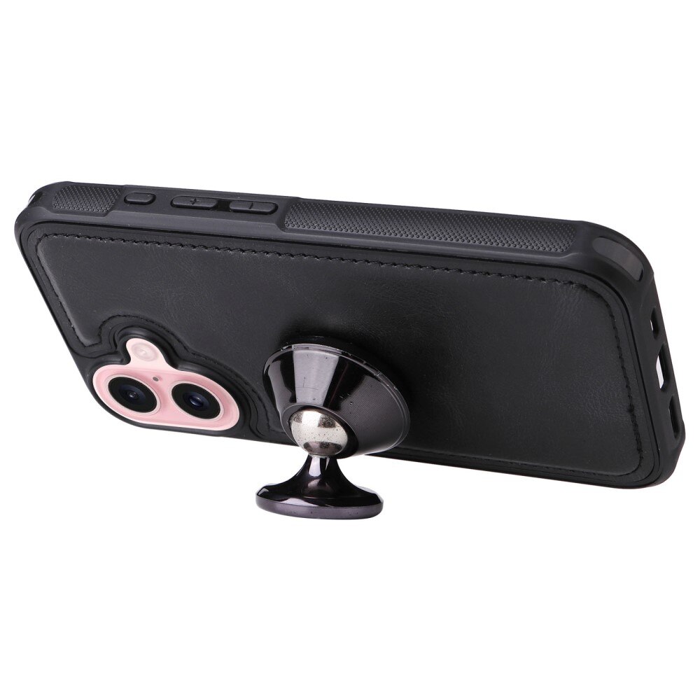 Magnet Leather Multi Wallet iPhone 16 nero