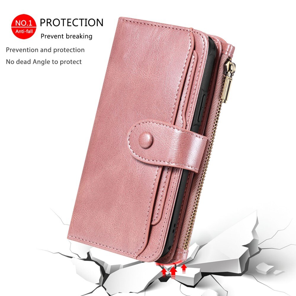 Magnet Leather Multi Wallet iPhone 16 rosa