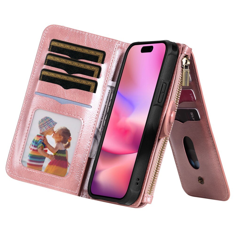 Magnet Leather Multi Wallet iPhone 16 rosa