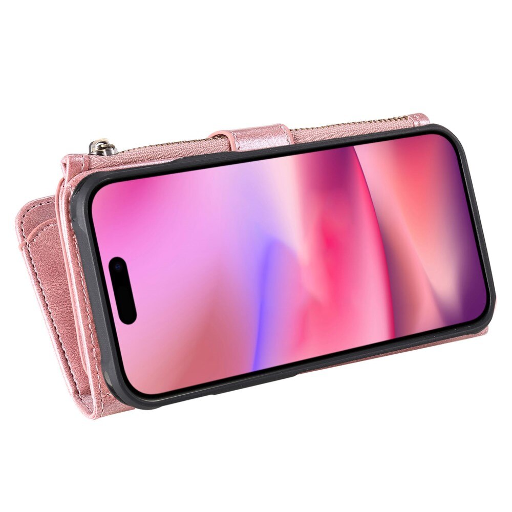 Magnet Leather Multi Wallet iPhone 16 rosa