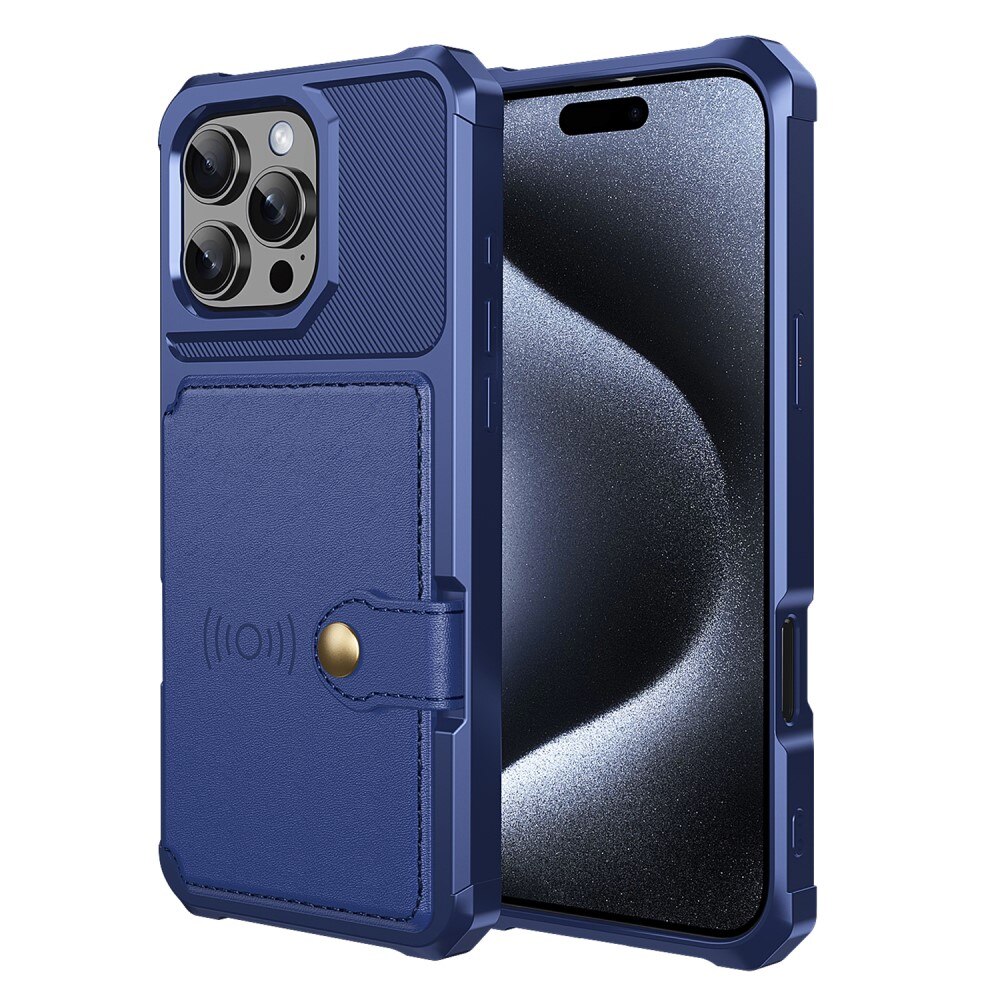 Cover con portacarte Tough Multi-slot iPhone 16 Pro blu