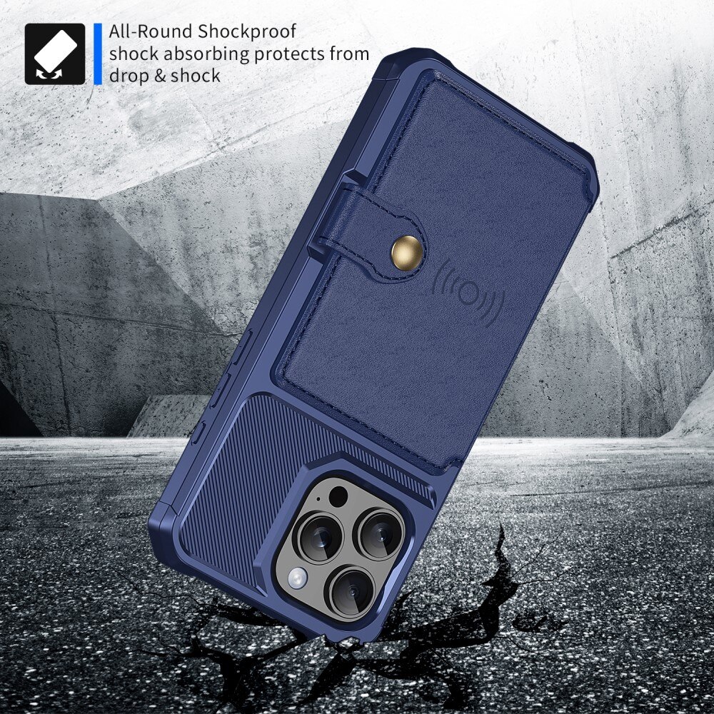 Cover con portacarte Tough Multi-slot iPhone 16 Pro blu