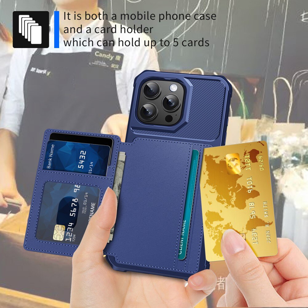 Cover con portacarte Tough Multi-slot iPhone 16 Pro blu