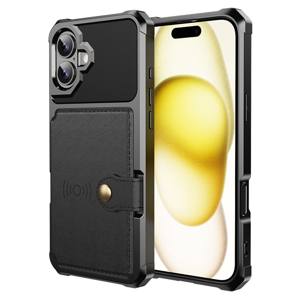 Cover con portacarte Tough Multi-slot iPhone 16 nero