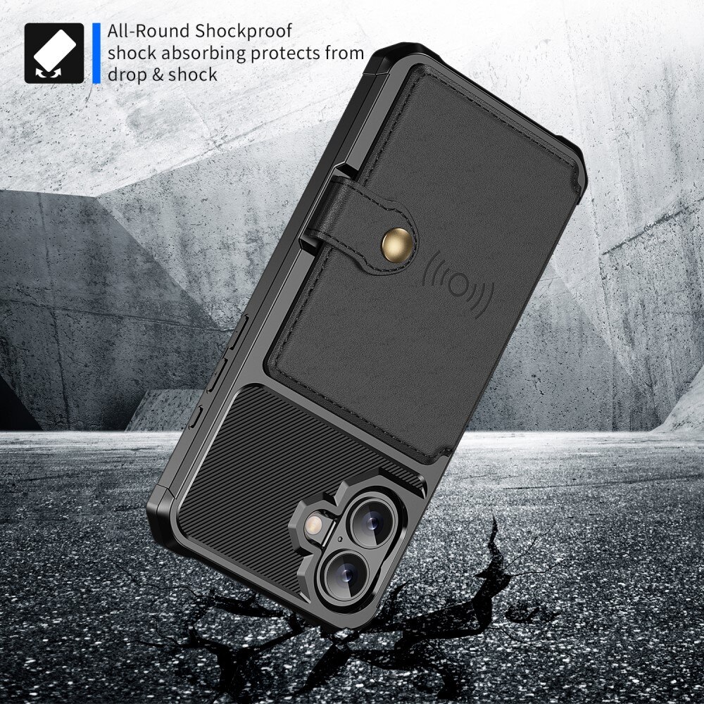 Cover con portacarte Tough Multi-slot iPhone 16 nero