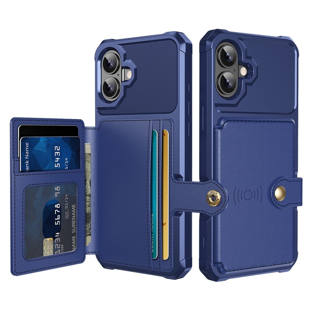 Cover con portacarte Tough Multi-slot iPhone 16 blu