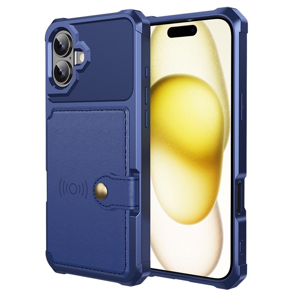 Cover con portacarte Tough Multi-slot iPhone 16 blu