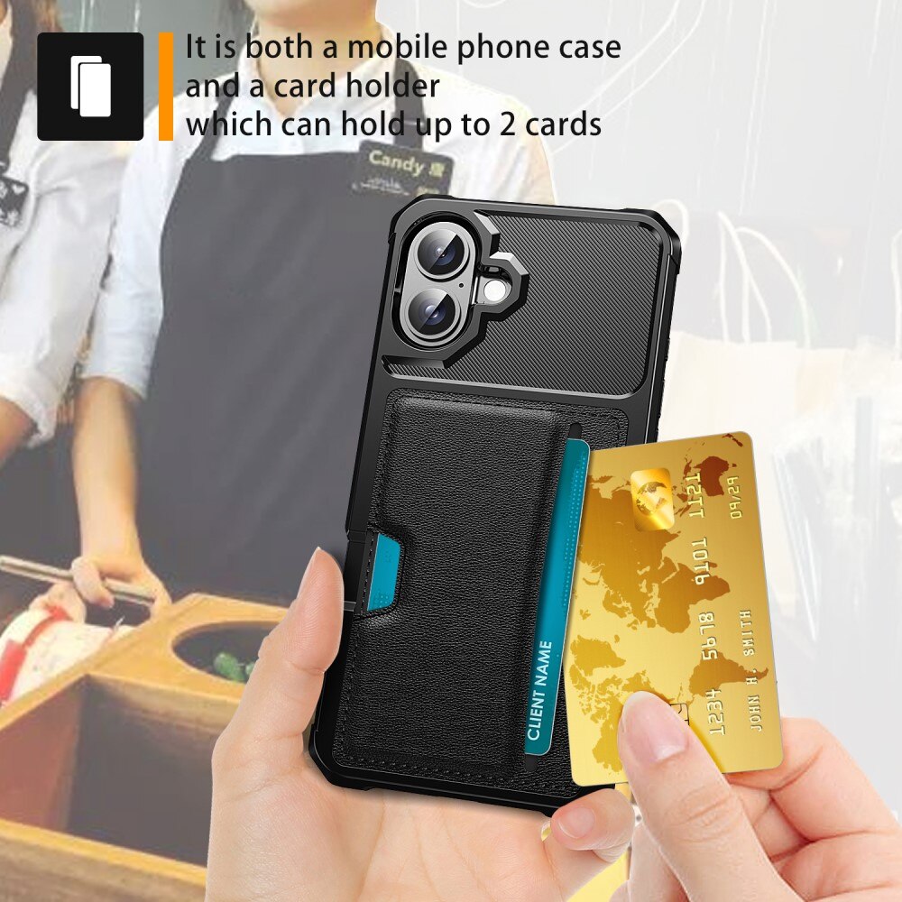 Cover Tough Card Case iPhone 16 nero