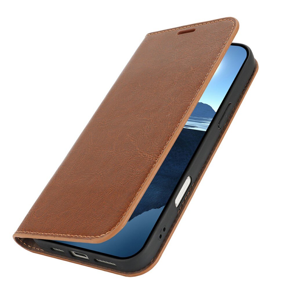 Cover Portafoglio in vera pelle iPhone 16 Plus marrone