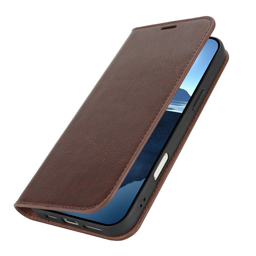 Cover Portafoglio in vera pelle iPhone 16 Pro marrone scuro