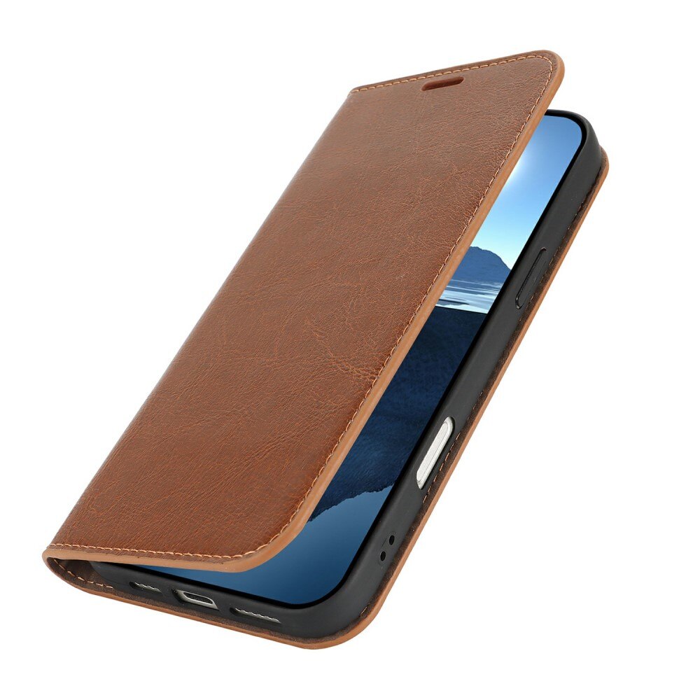 Cover Portafoglio in vera pelle iPhone 16 Pro marrone