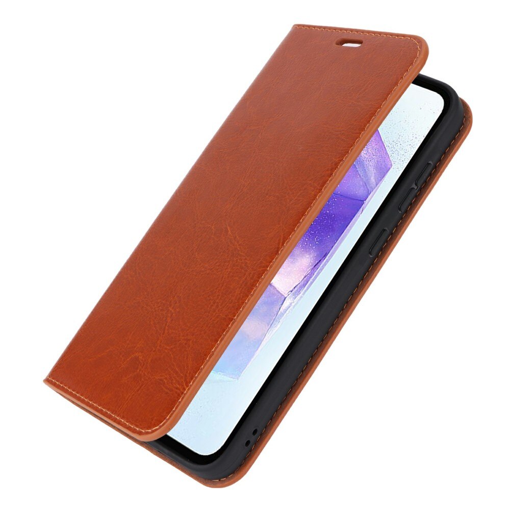 Cover Portafoglio in vera pelle Samsung Galaxy S24 FE marrone