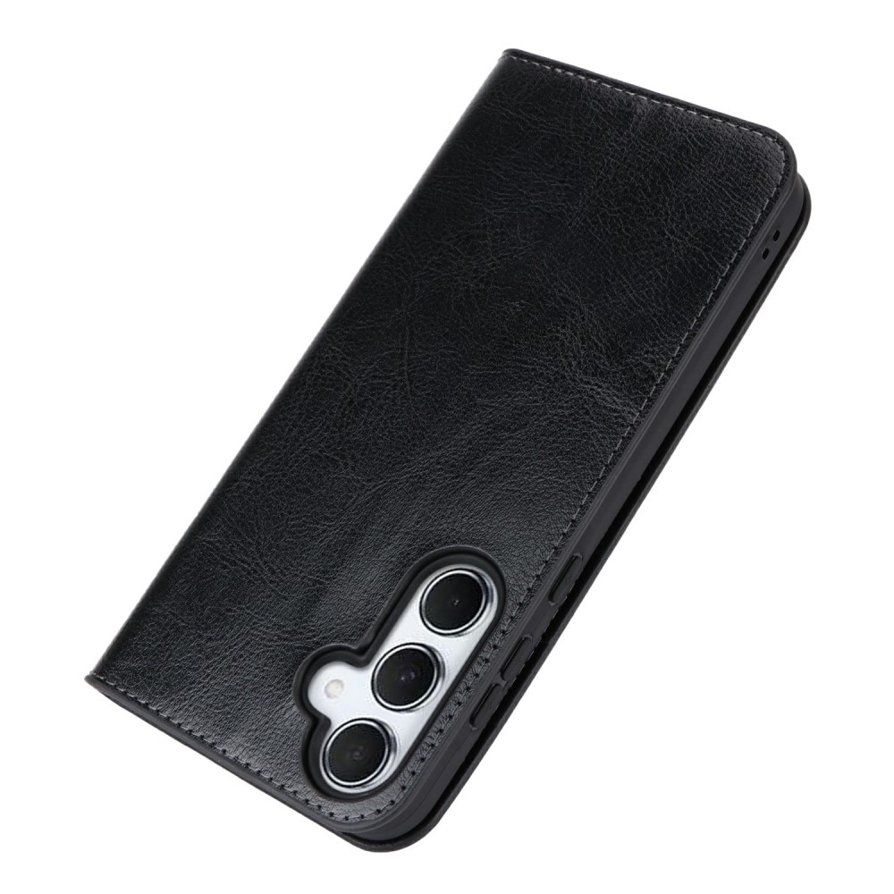 Cover Portafoglio in vera pelle Samsung Galaxy S24 FE nero