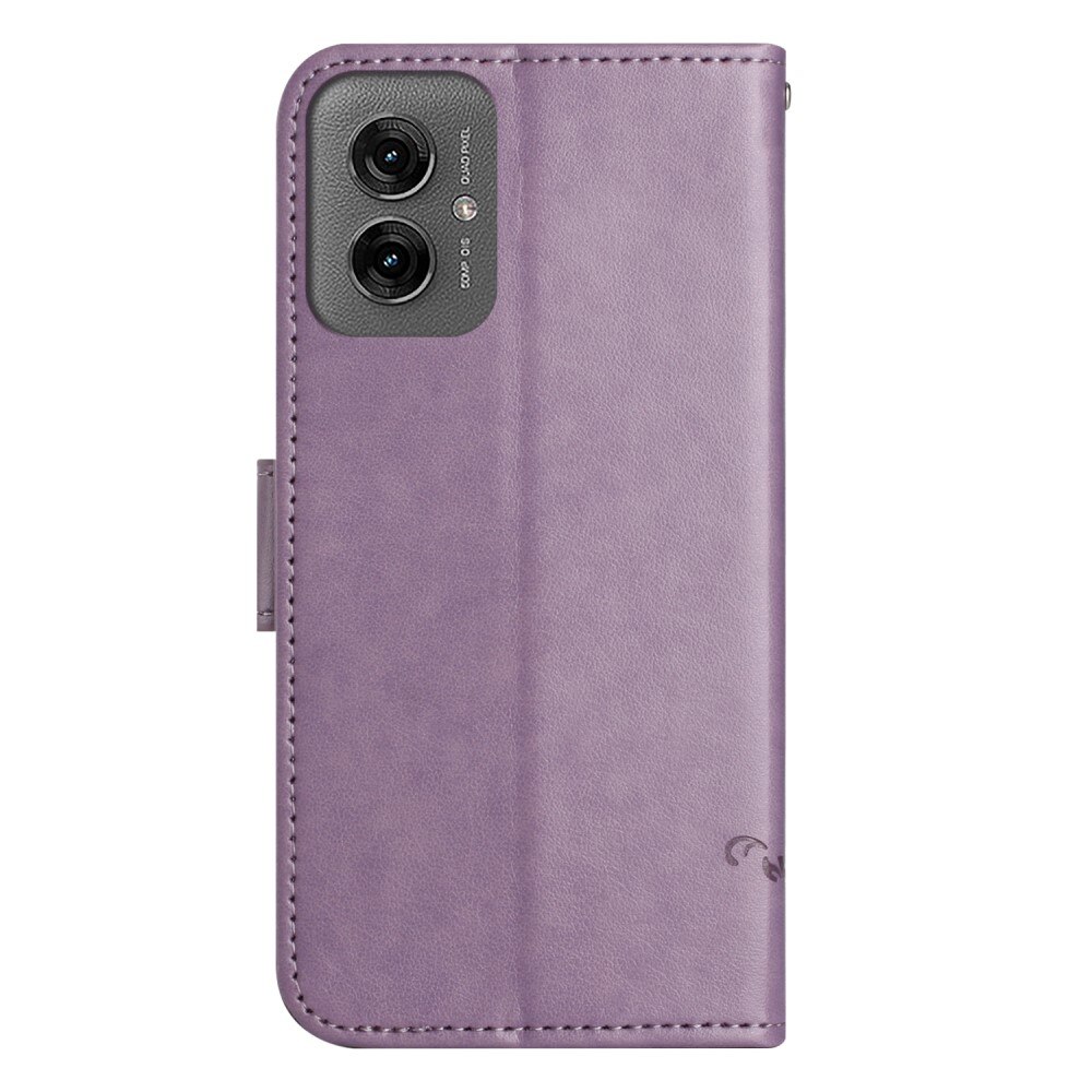 Custodia in pelle a farfalle per Motorola Moto G55, viola