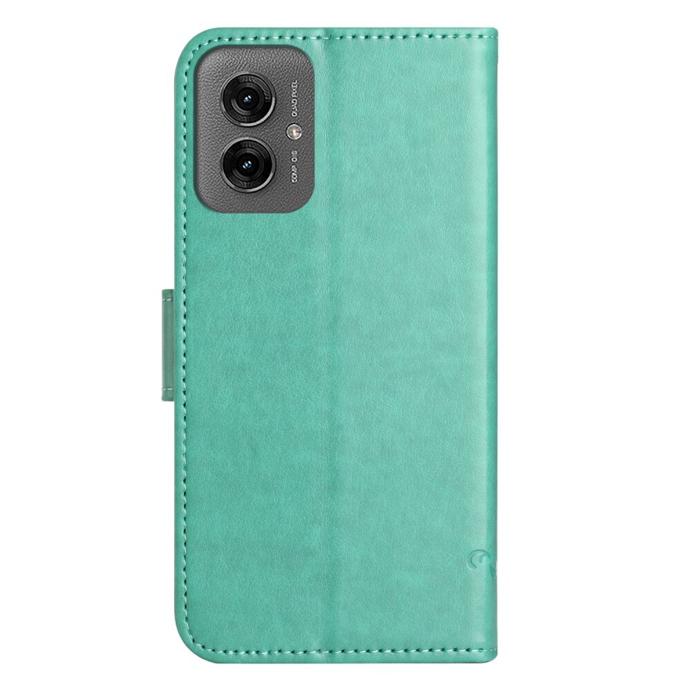 Custodia in pelle a farfalle per Motorola Moto G55, verde