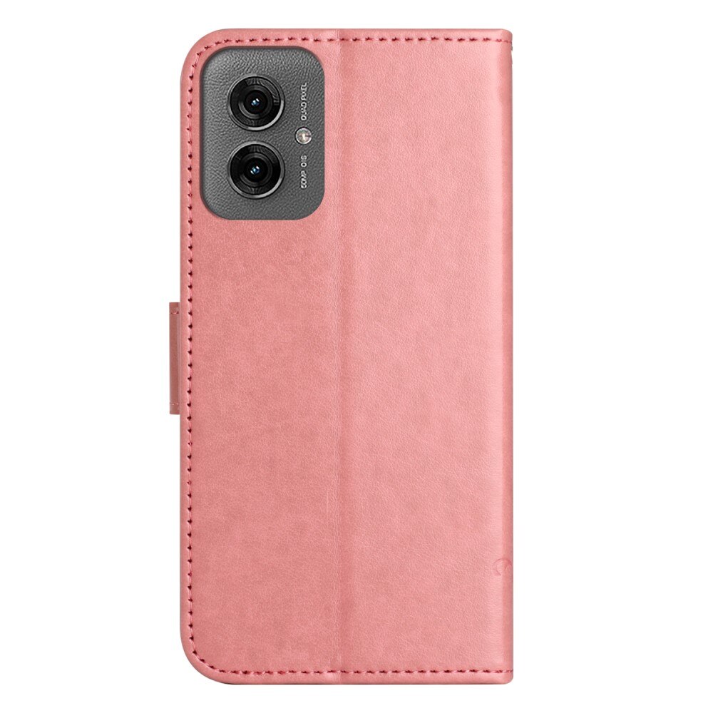 Custodia in pelle a farfalle per Motorola Moto G55, rosa