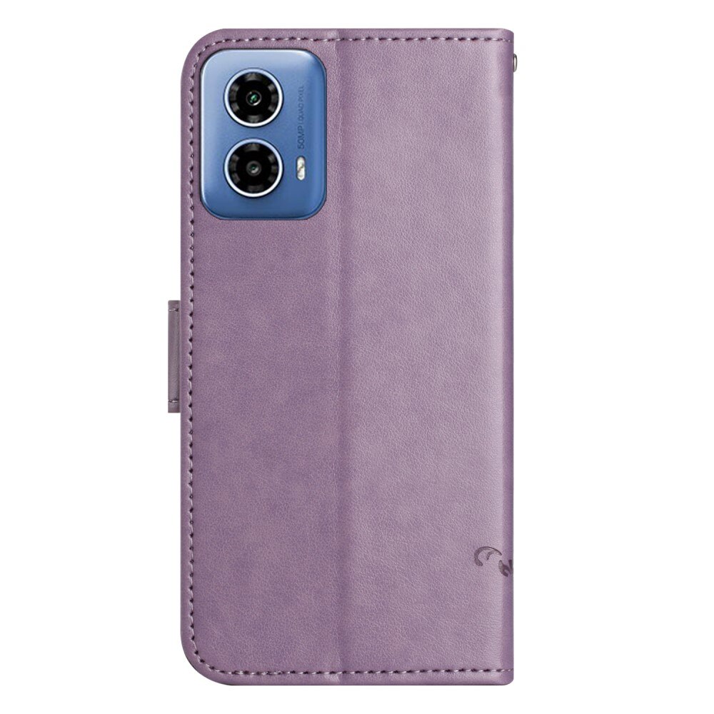 Custodia in pelle a farfalle per Motorola Moto G35, viola