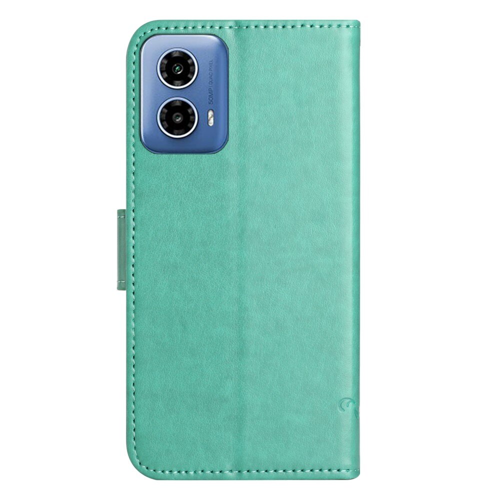 Custodia in pelle a farfalle per Motorola Moto G35, verde