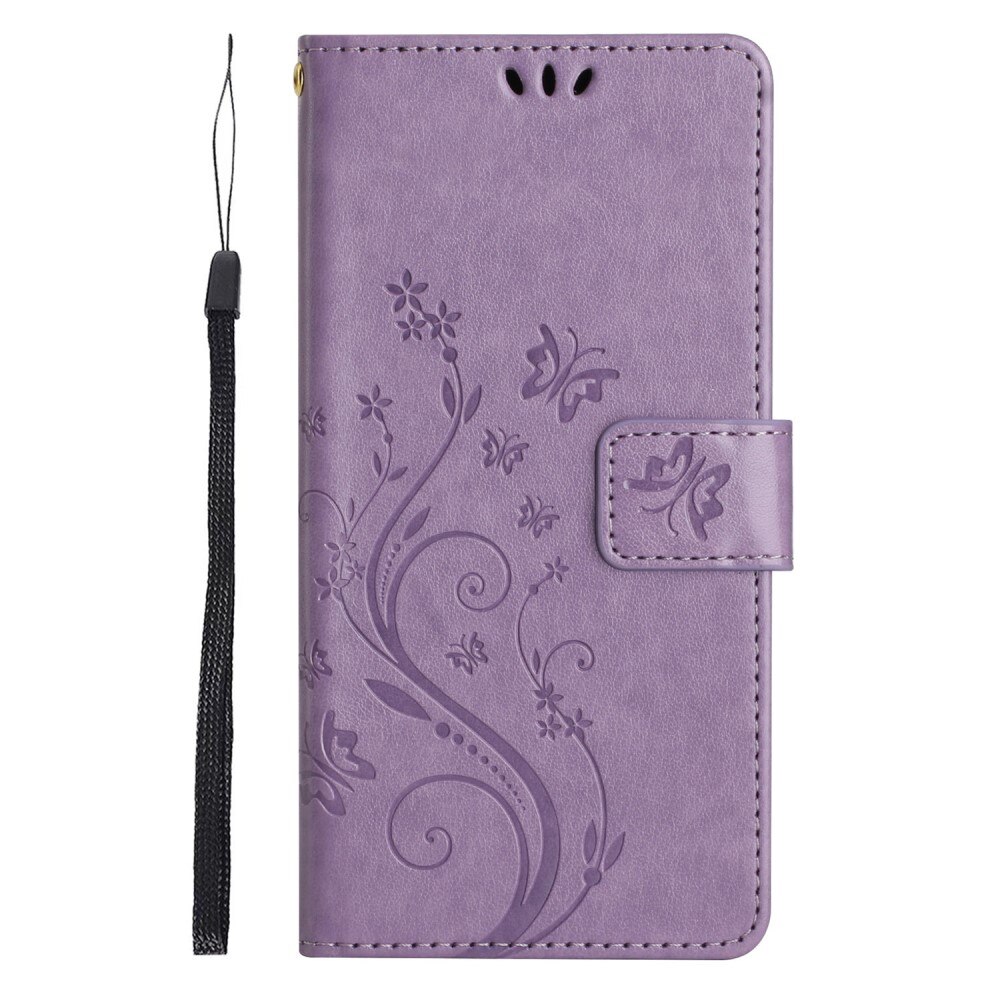 Custodia in pelle a farfalle per Xiaomi Redmi 14C, viola