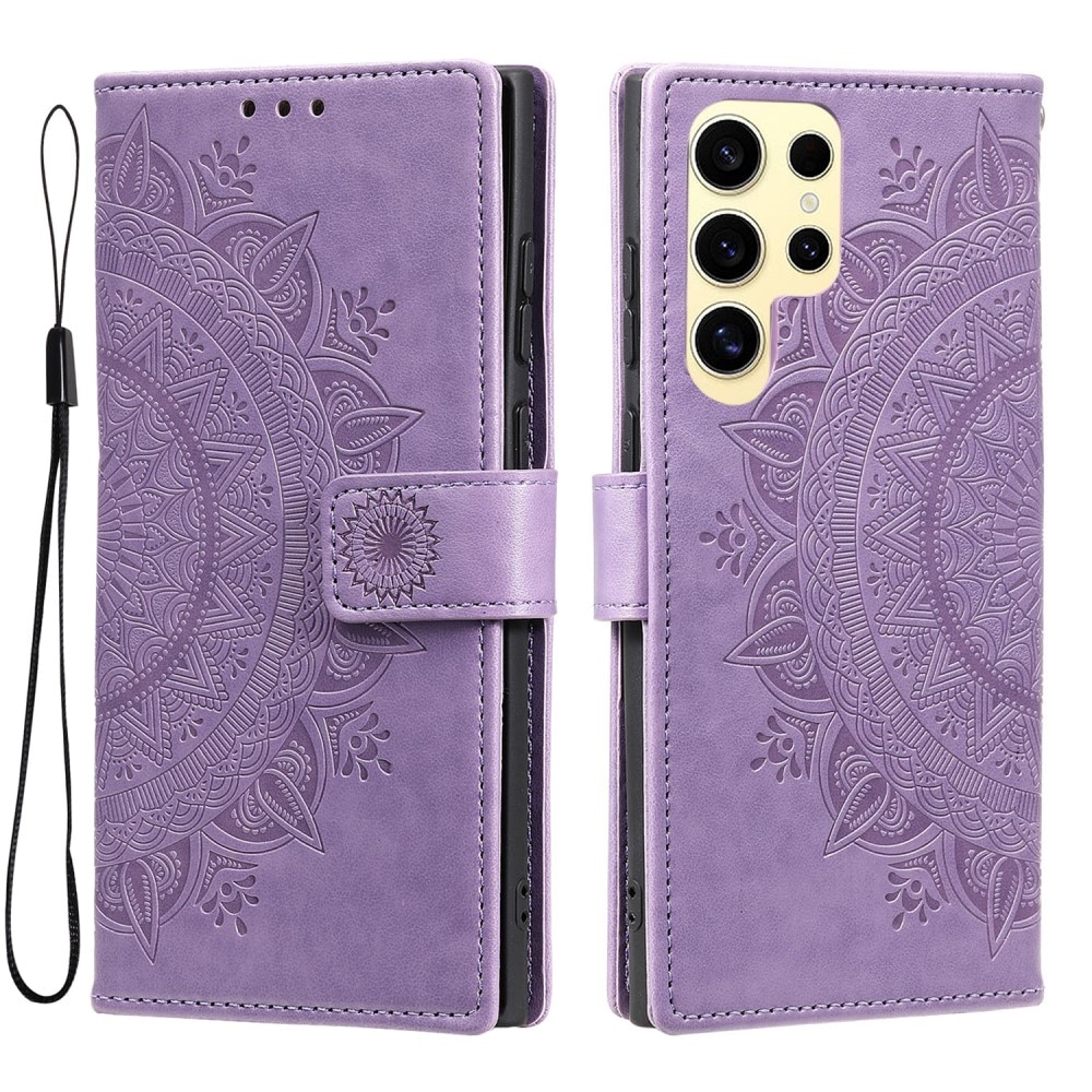 Custodia in pelle Mandala Samsung Galaxy S25 Ultra viola