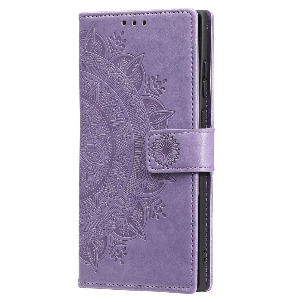 Custodia in pelle Mandala Samsung Galaxy S25 Ultra viola