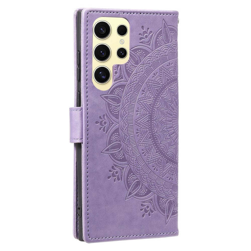 Custodia in pelle Mandala Samsung Galaxy S25 Ultra viola