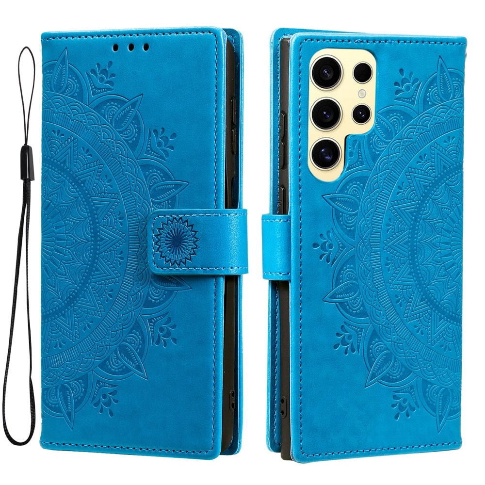 Custodia in pelle Mandala Samsung Galaxy S25 Ultra blu