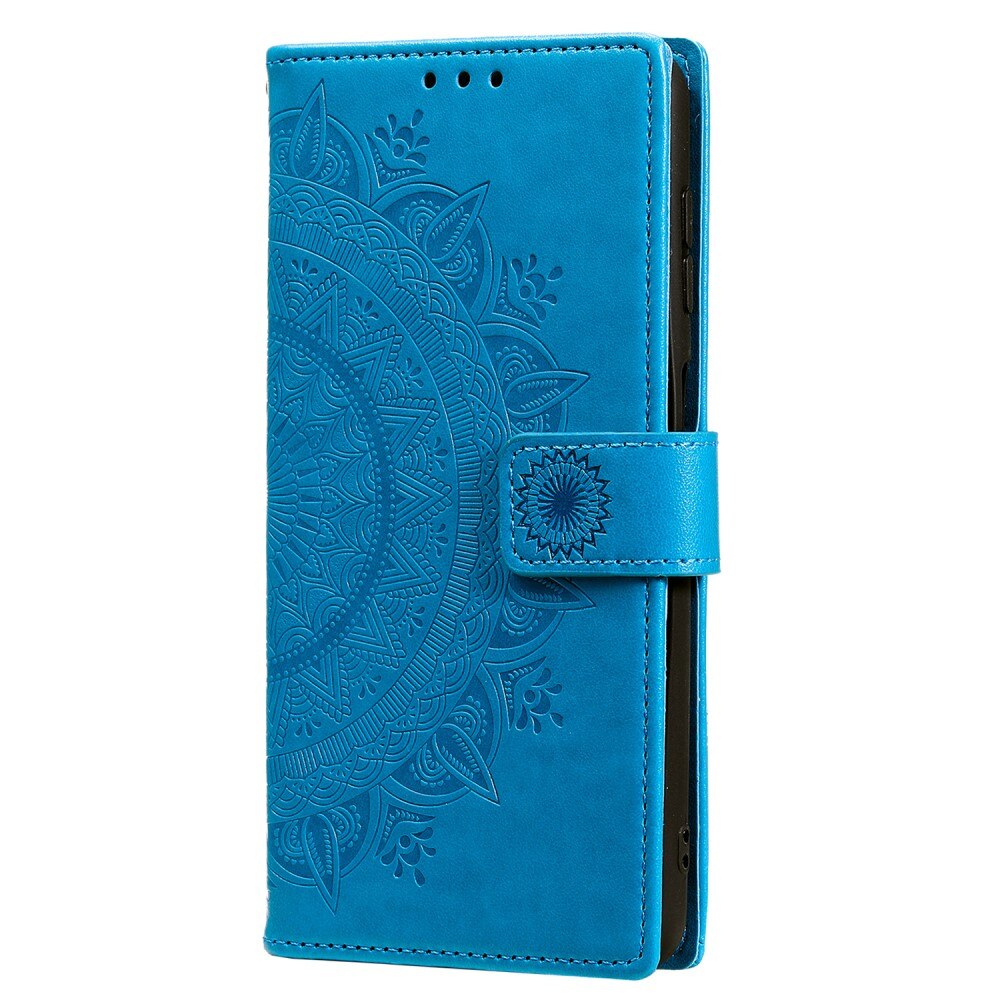 Custodia in pelle Mandala Samsung Galaxy S25 Ultra blu