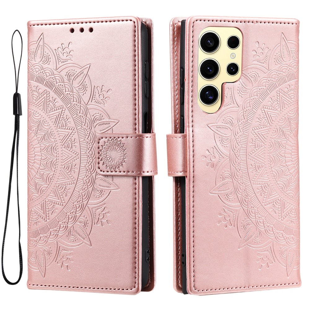 Custodia in pelle Mandala Samsung Galaxy S25 Ultra oro rosa