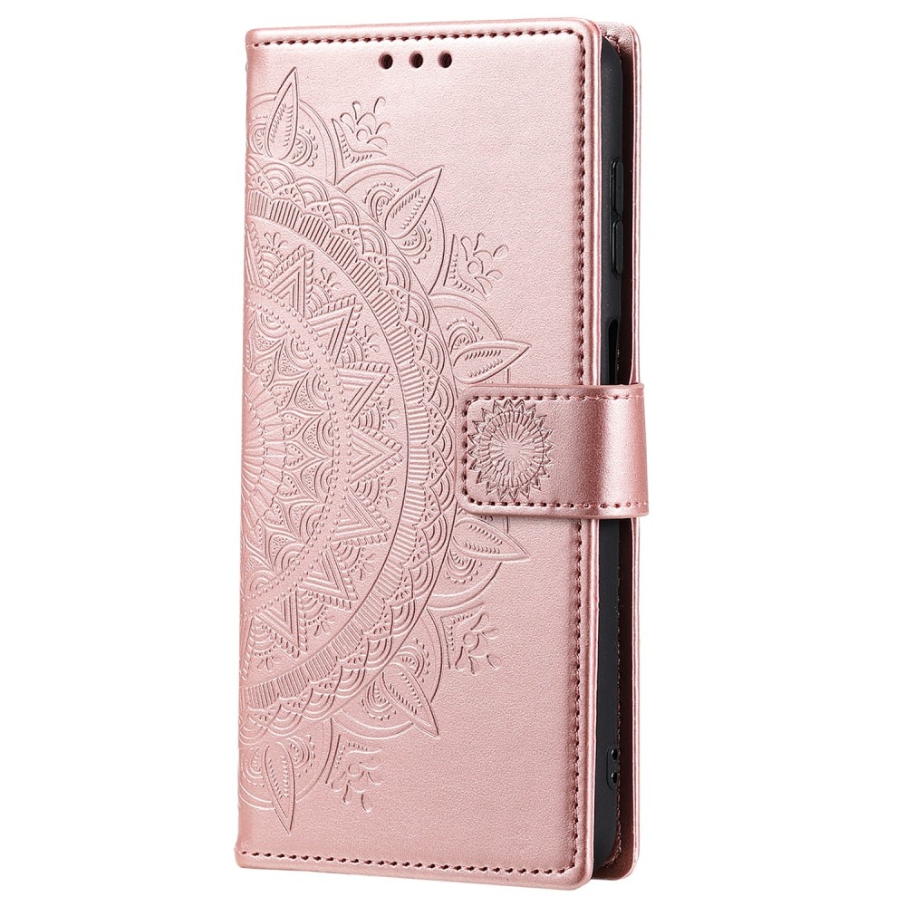 Custodia in pelle Mandala Samsung Galaxy S25 Ultra oro rosa