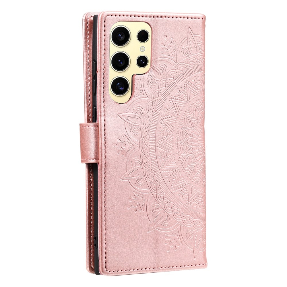 Custodia in pelle Mandala Samsung Galaxy S25 Ultra oro rosa