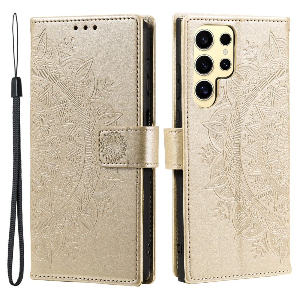 Custodia in pelle Mandala Samsung Galaxy S25 Ultra oro