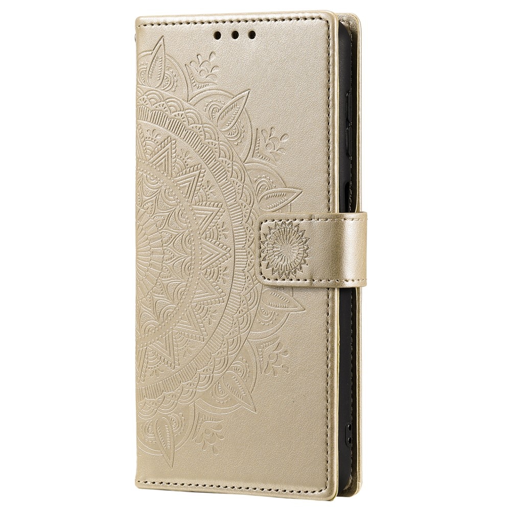 Custodia in pelle Mandala Samsung Galaxy S25 Ultra oro