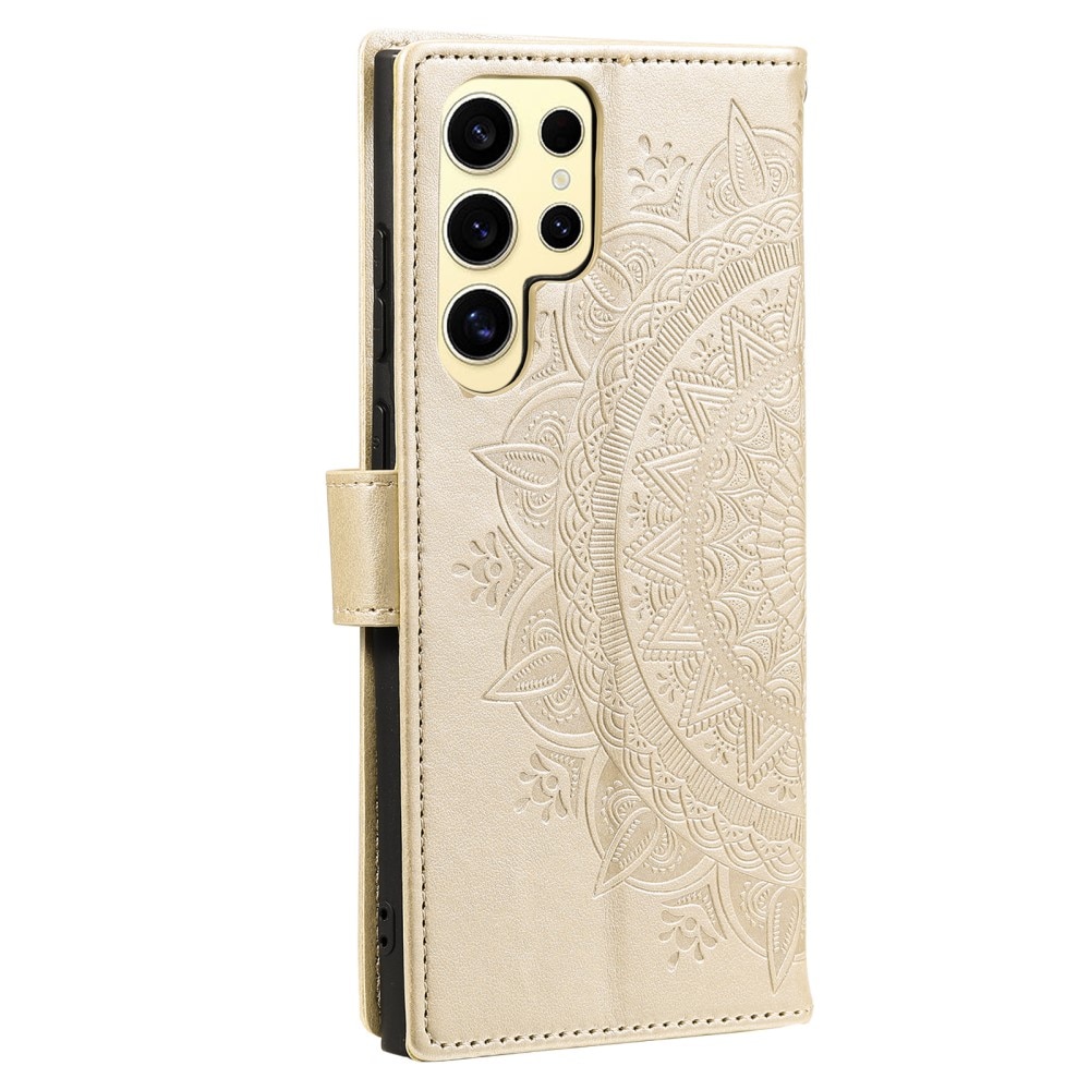 Custodia in pelle Mandala Samsung Galaxy S25 Ultra oro