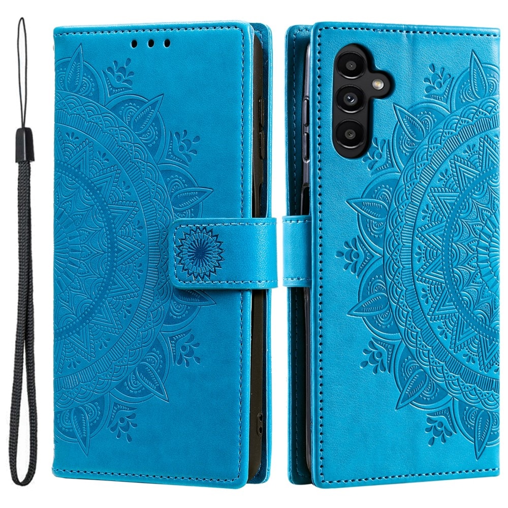 Custodia in pelle Mandala Samsung Galaxy S25 Plus blu