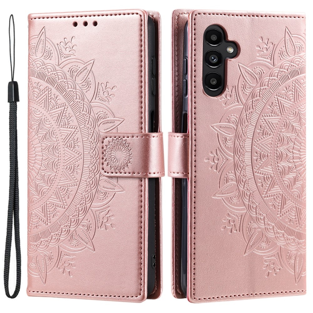 Custodia in pelle Mandala Samsung Galaxy S25 Plus oro rosa