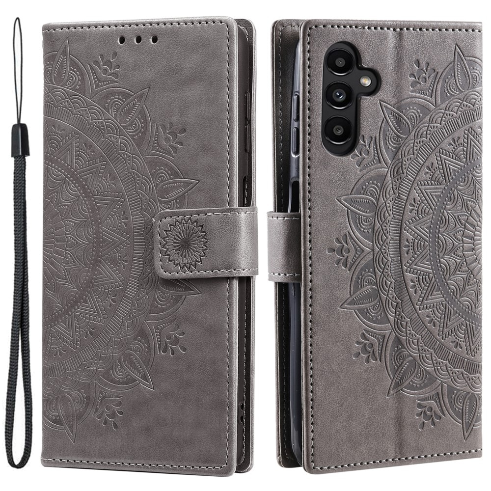 Custodia in pelle Mandala Samsung Galaxy S25 Plus grigio