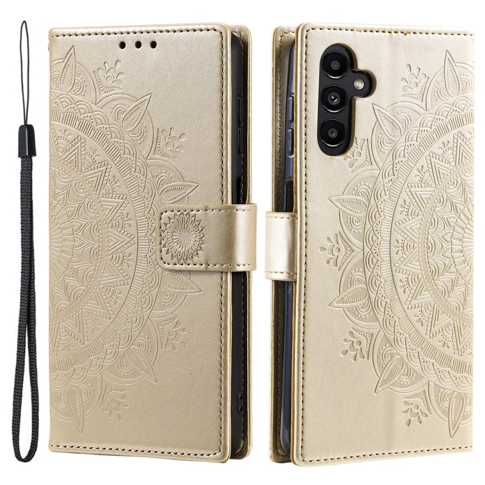 Custodia in pelle Mandala Samsung Galaxy S25 Plus oro