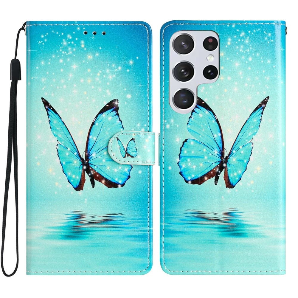 Cover portafoglio Samsung Galaxy S25 Ultra farfalle blu