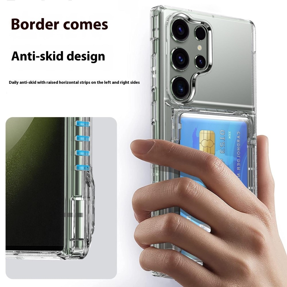 Kickstand Cover ibride portacarte Samsung Galaxy S25 Ultra trasparente