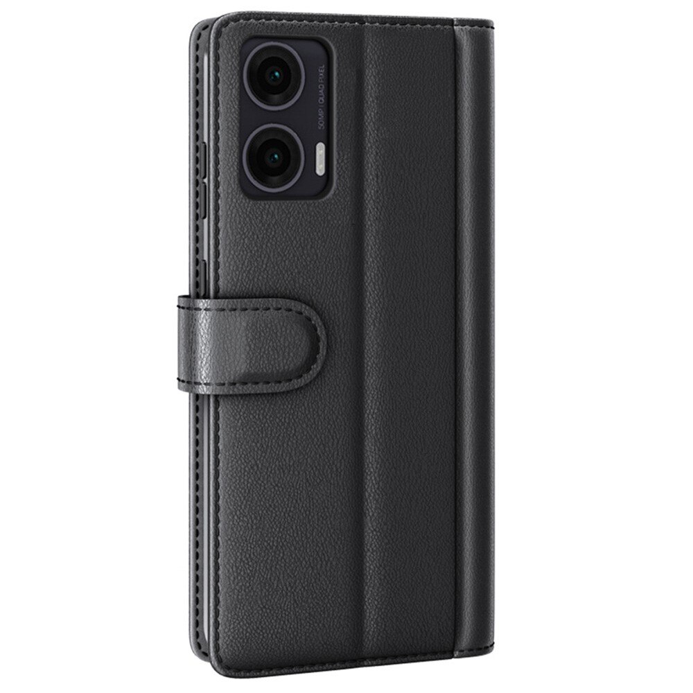 Custodia a portafoglio in vera pelle Motorola Moto G35, nero