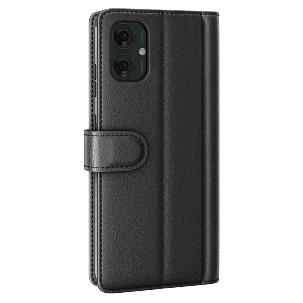 Custodia a portafoglio in vera pelle Motorola Moto G55, nero