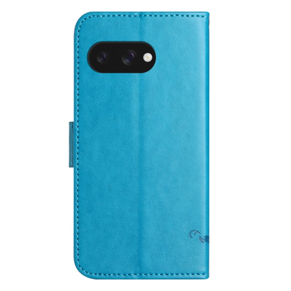 Custodia in pelle a farfalle per Google Pixel 9a, Blu