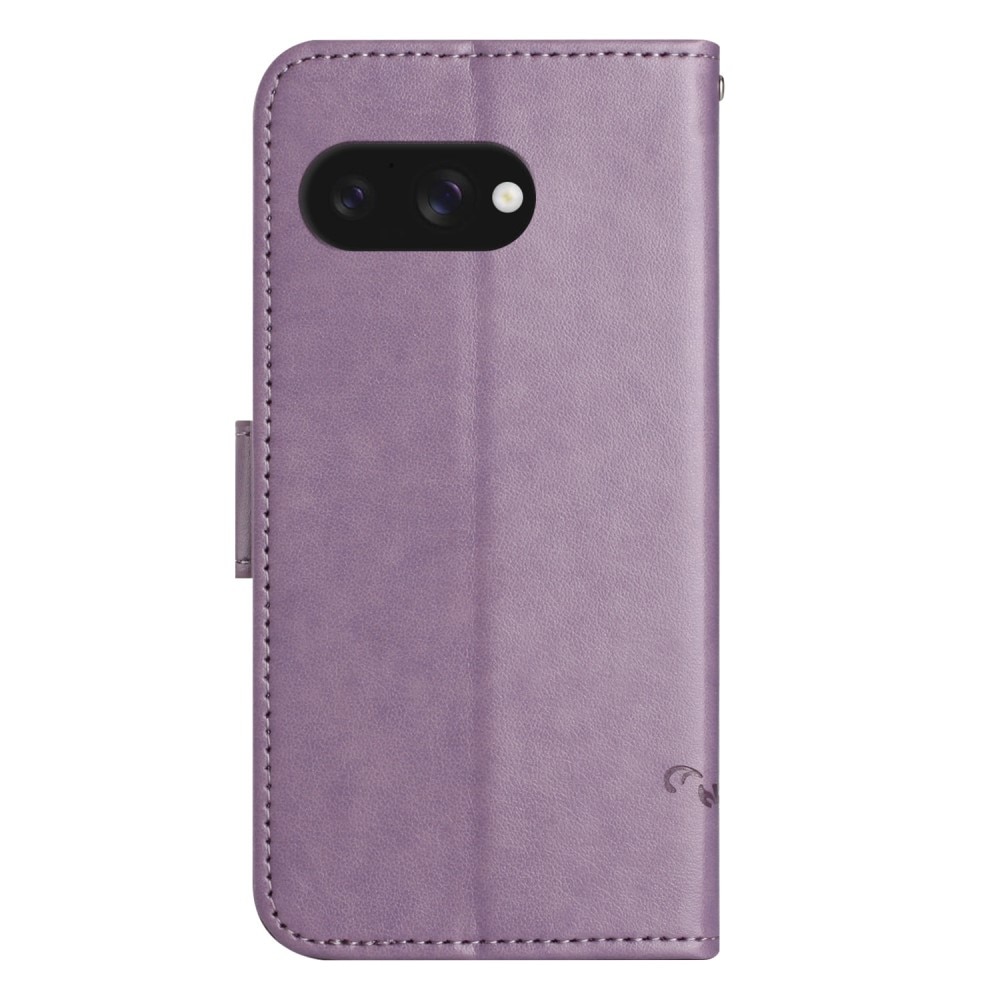 Custodia in pelle a farfalle per Google Pixel 9a, Viola